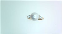 Ringe Salvini Dame Perle in Gelbgold Perla PERLA AKOYA 8.5/9 DIA CT 0.11 H/VS - PERLA AKOYA 8.5/9 DIA CT 0.11 H/VS